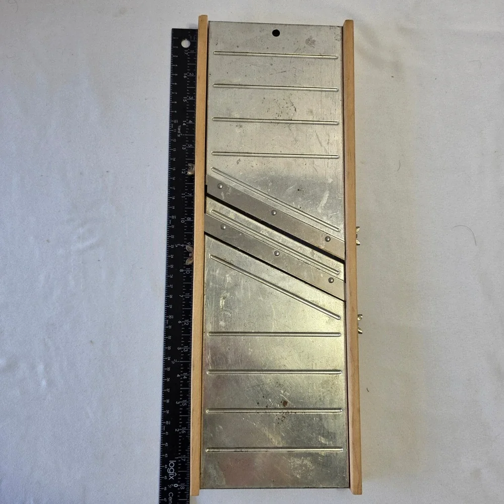 Vintage Stainless Steel Mandoline Slicer Wood Frame Kitchen‎ Decor